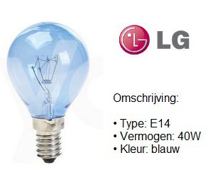 LG lamp (gloeilamp) blauw E14 40W koelkast